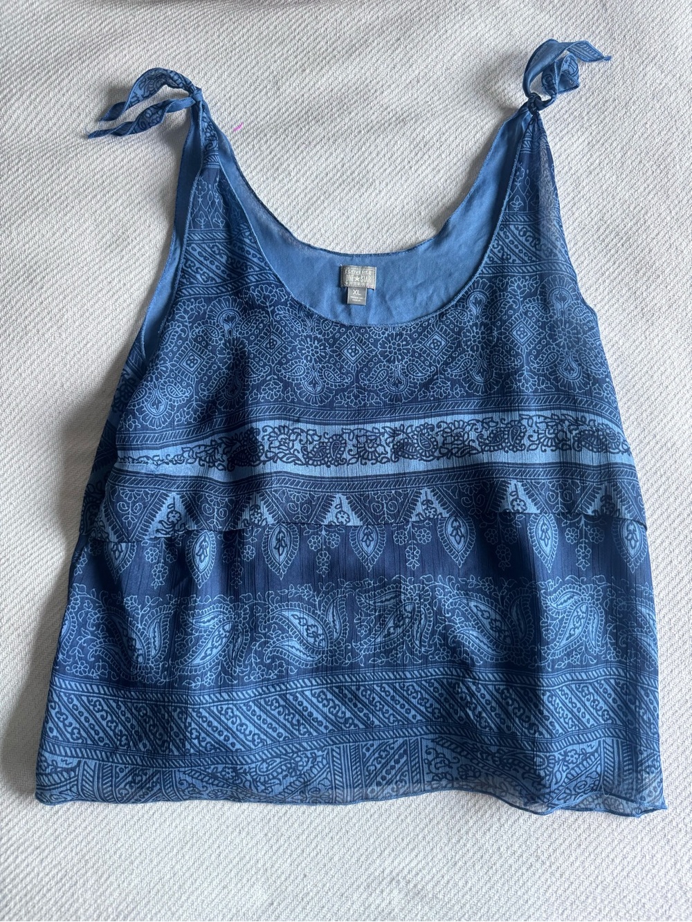Converse Made in Indonesia Mesh Lace Blue Paisley Tie-Strap Tank Top XLarge